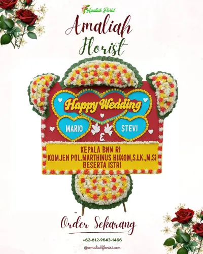 Karangan Papan Bunga Pernikahan plamongansari
